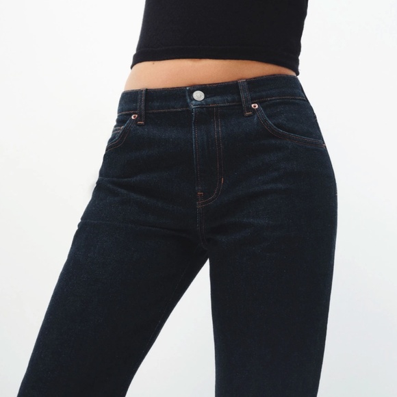 Reformation Greer Mid Rise Straight Long Jeans Blue - Size 25L - Picture 2 of 4